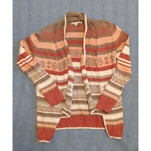 American Rag Southwest Striped Multicolor Open Front Cardigan, Size: Small